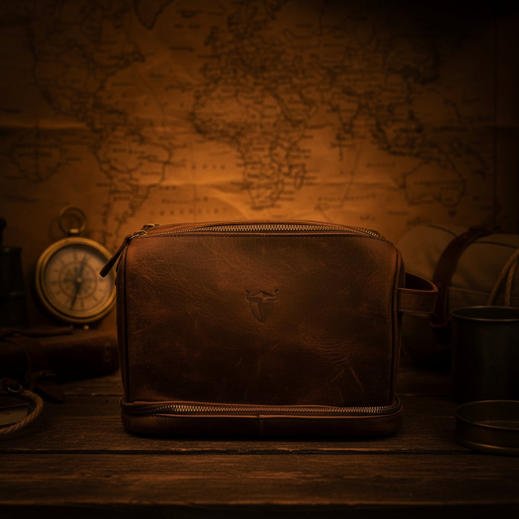 Large Crazy Horse Leather Dopp