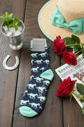 Socks "Horses Light Blue and Navy"
