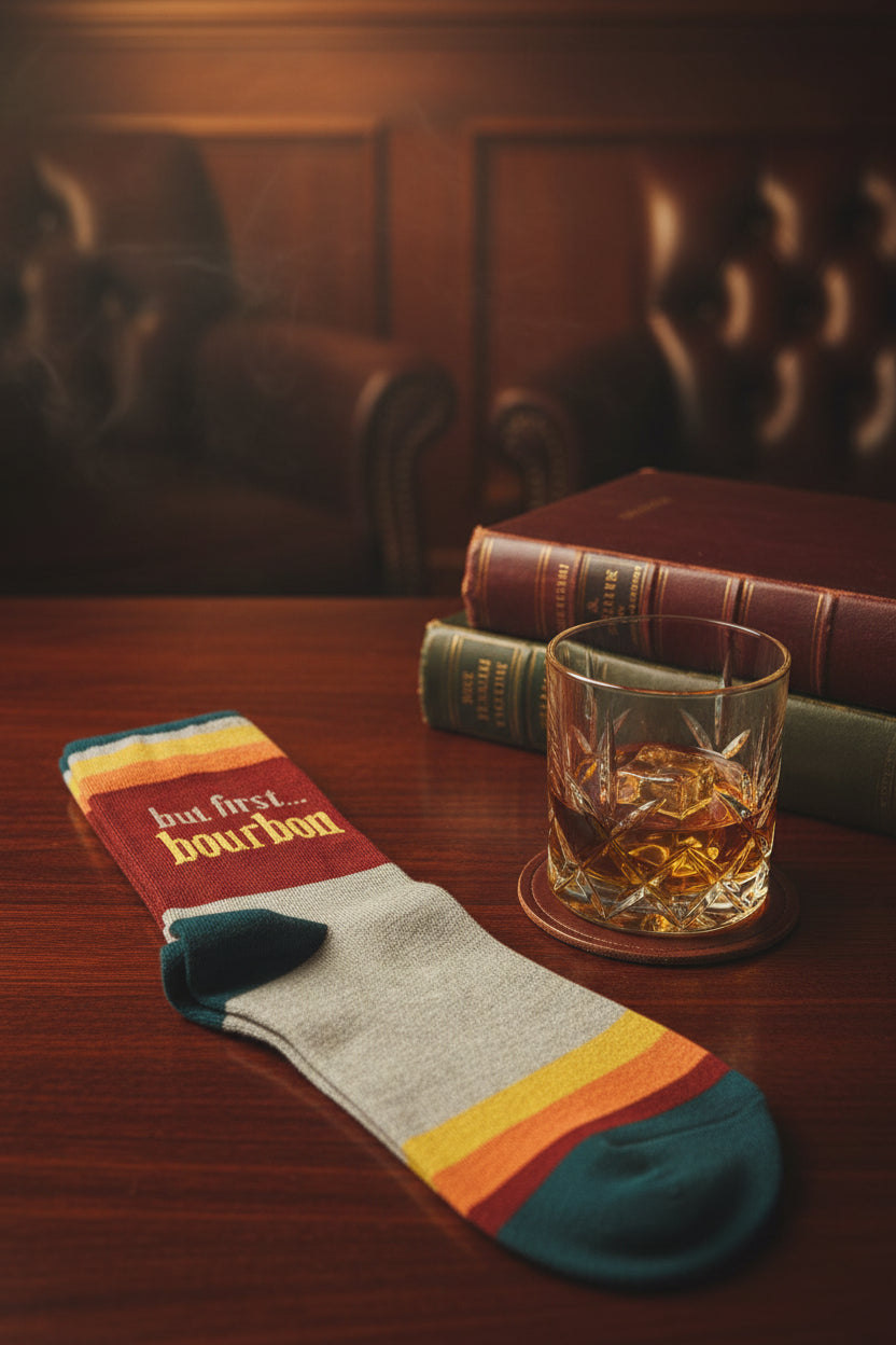 Socks "But First Bourbon"