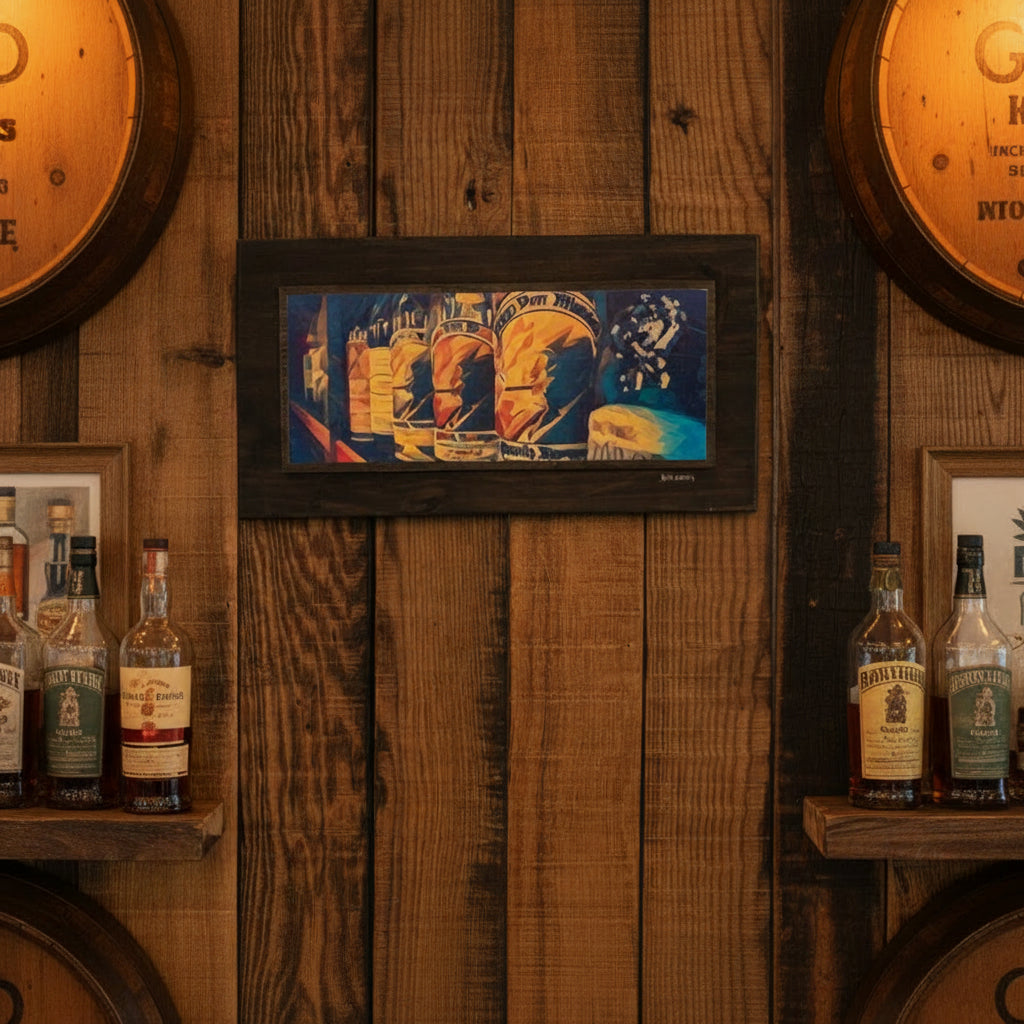 Wood Wall Art "Bourbon Bottles Pappy Vanwinkle Art Deco"