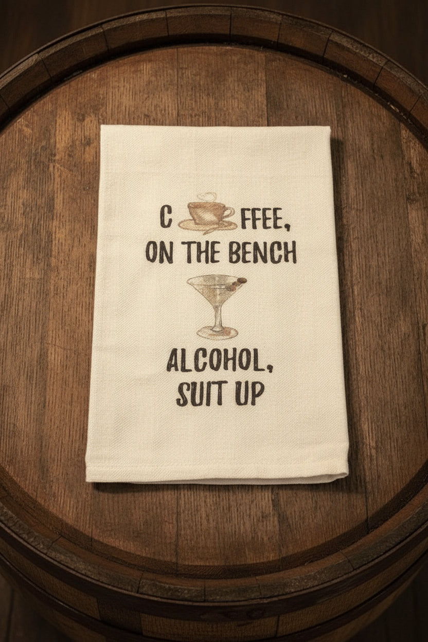 Dish Towel "coffee on the Bench"