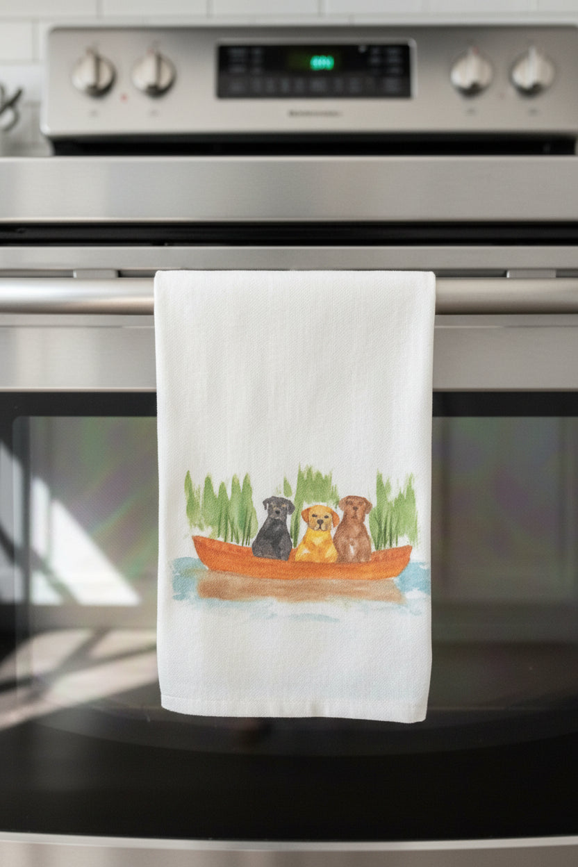 Dish Towel "Labs in a Boat"