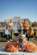 Koozie-Orange and White Checkerboard with Smokey
