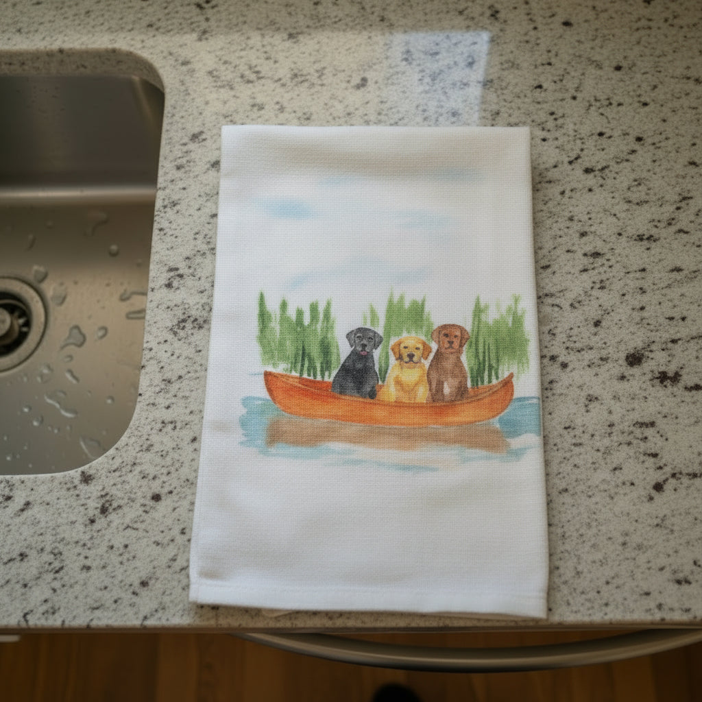Dish Towel "Labs in a Boat"