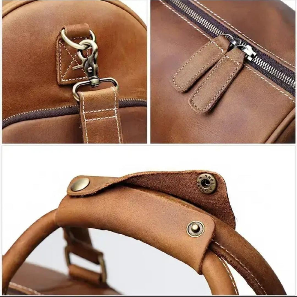 Genuine Leather Duffel-Tan