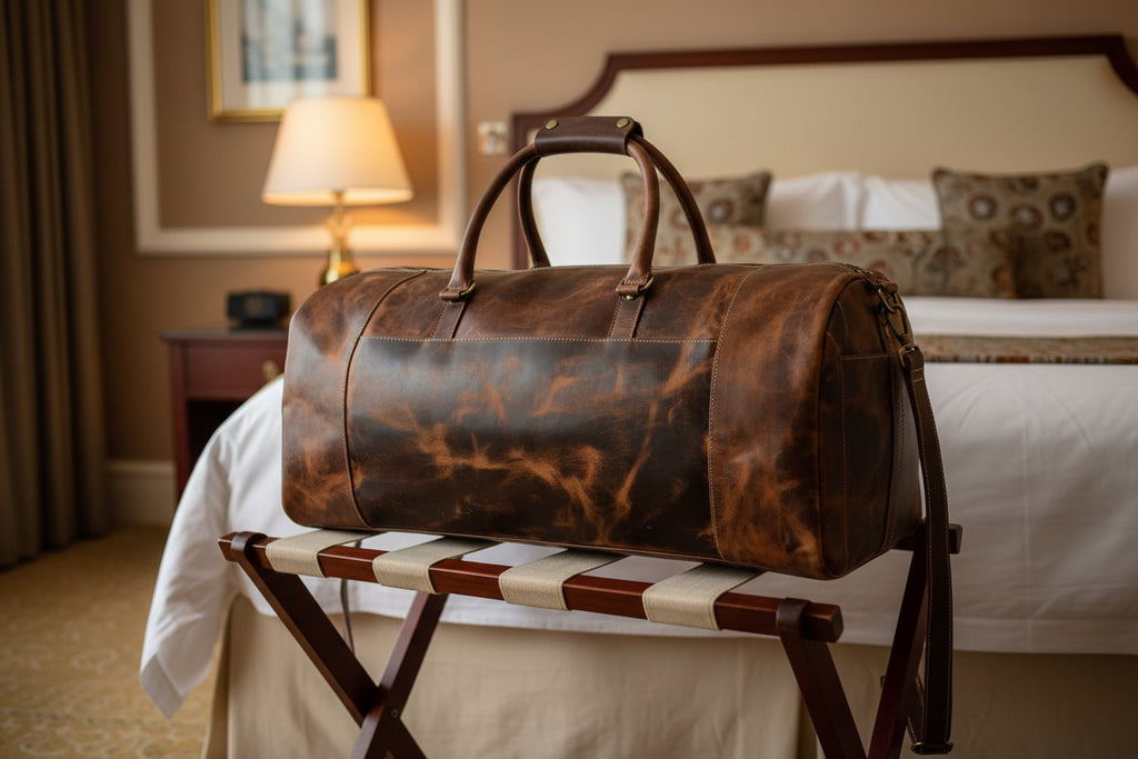Genuine Leather Duffel-Dark Brown