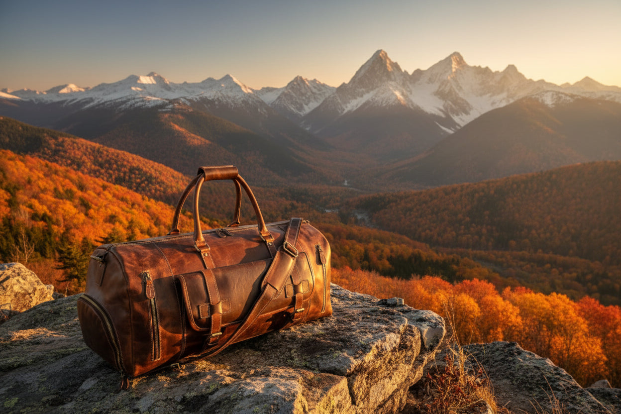 Genuine Leather Duffel-Dark Brown