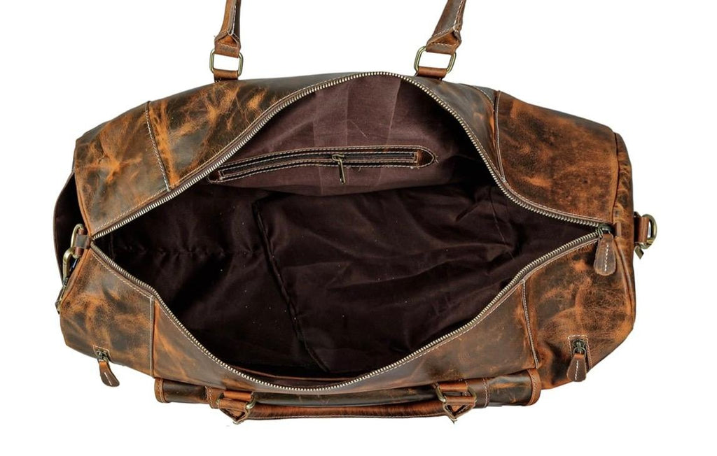 Genuine Leather Duffel-Dark Brown