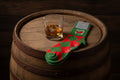 Socks "Bourbon Whiskey on the Rocks-Argyle Red & Green"