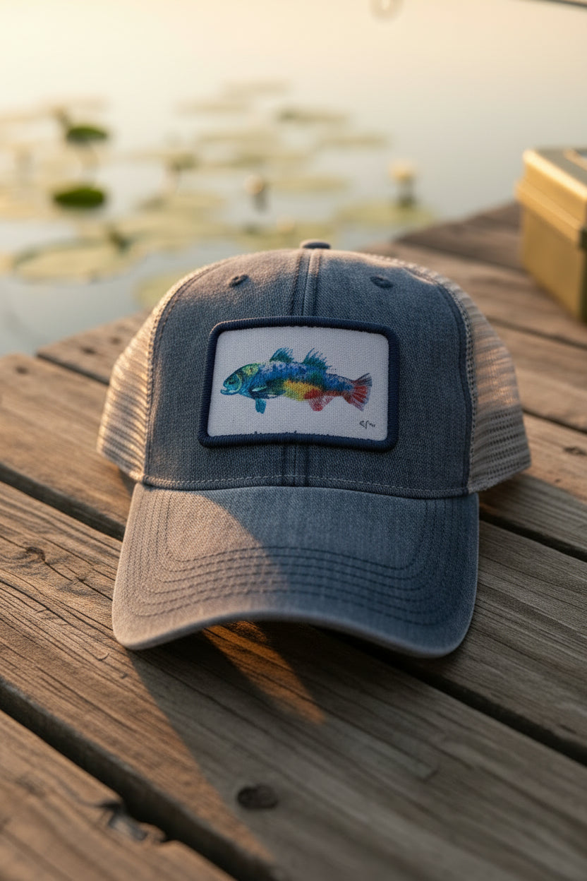 Hat "Color Striped Bass-Blue & Grey"