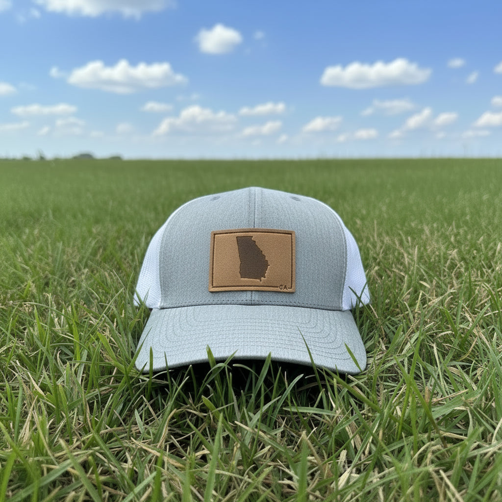 Hat with Leather Patch "Georgia Gray & White"