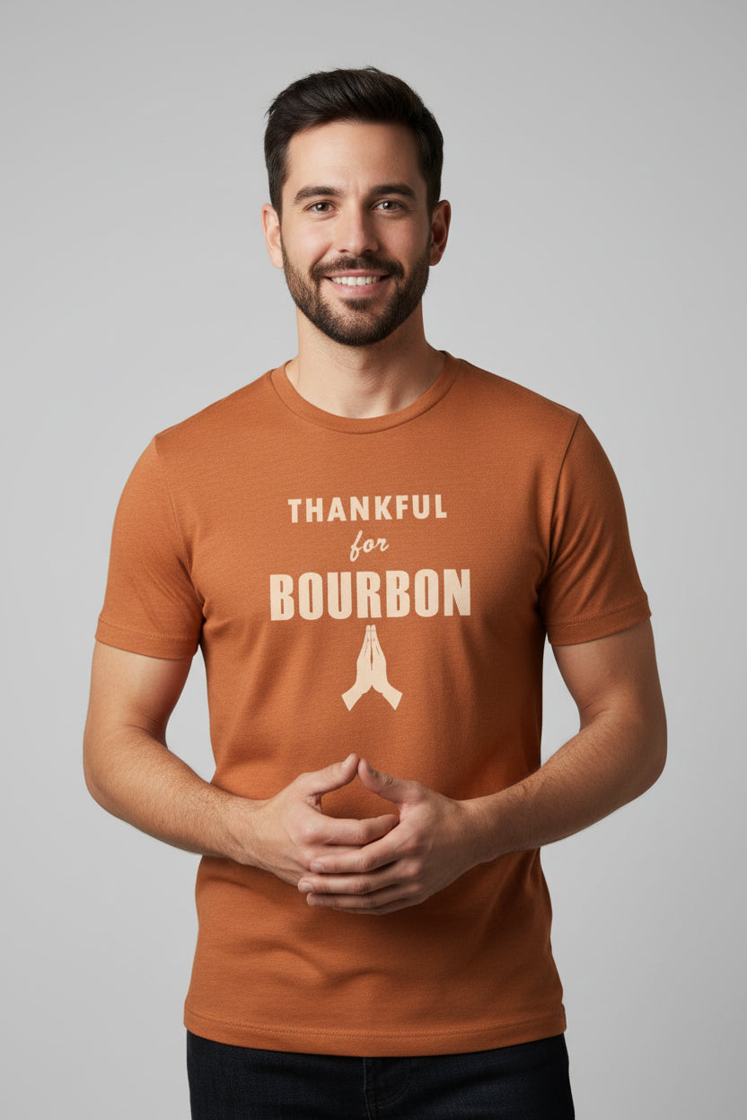 Tee "Thankful for Bourbon" Burnt Orange