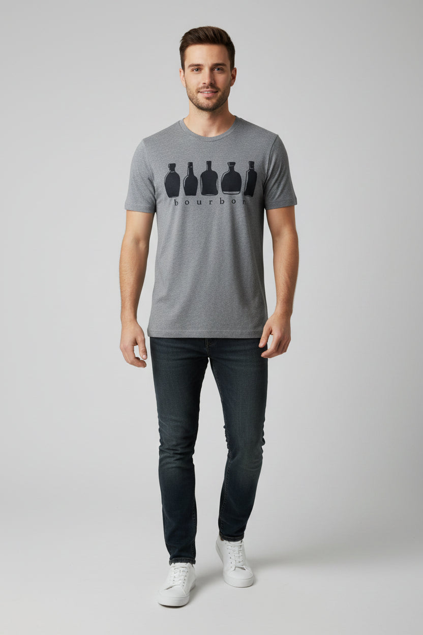 Tee "Bourbon Bottles" Gray & Blue