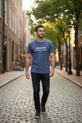 Tee "Warning May Contain Bourbon" Blue
