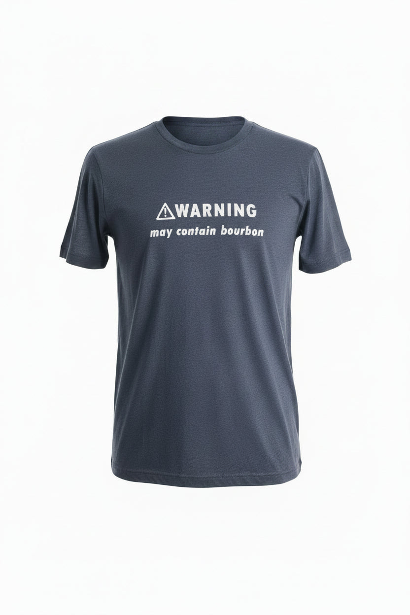 Tee "Warning May Contain Bourbon" Blue