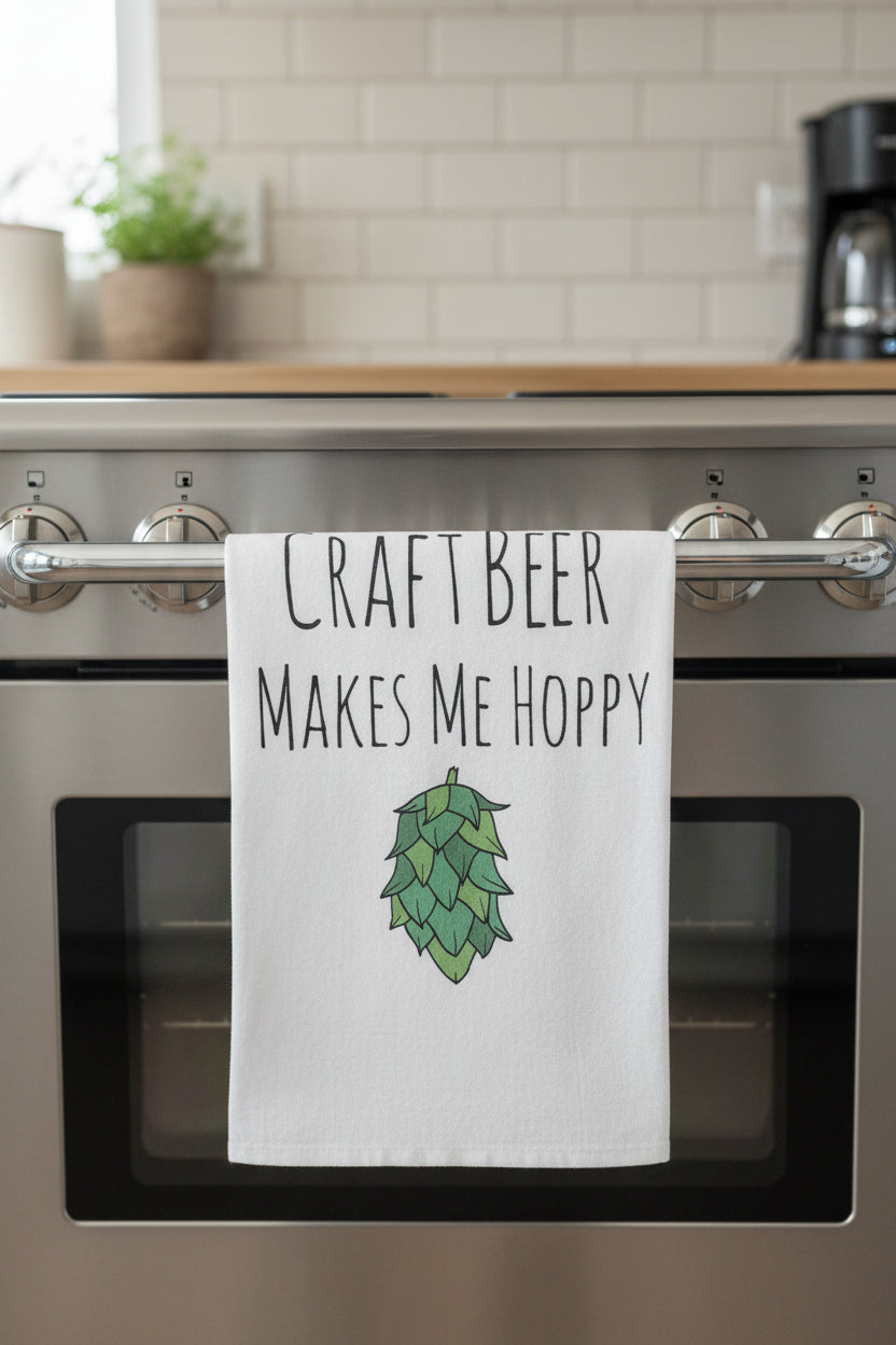Kitchen Towel "Craft Beer Makes Me Hoppy"